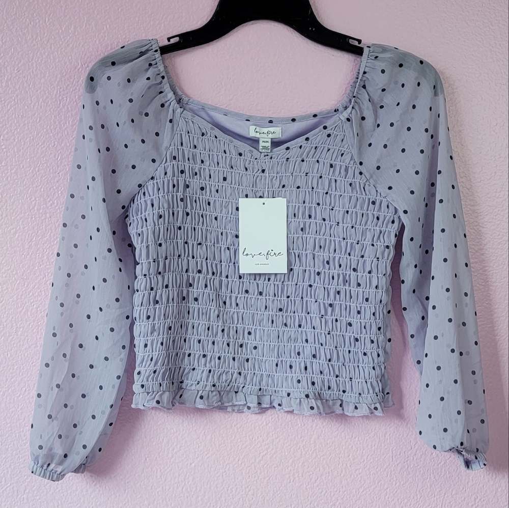 Love Fire Lilac Dot Crop  Top/ M.